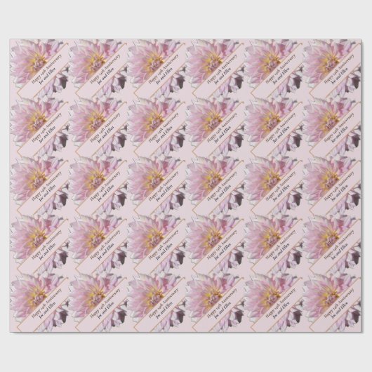 14. Hochzeitstag, rosa Dahlie Geschenkpapier (Flach)