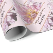 14. Hochzeitstag, rosa Dahlie Geschenkpapier (Rolleneckpunkt)