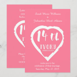 14. Hochzeitstag Traditionelles Elfenbein Einladung