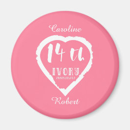 14. Hochzeitstag Traditionelles Elfenbein Magnet