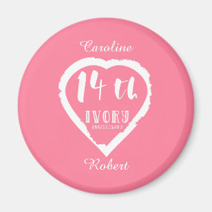 14. Hochzeitstag Traditionelles Elfenbein Magnet