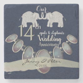 14. Hochzeitstipendiat Opal and Elephants Navy Steinuntersetzer