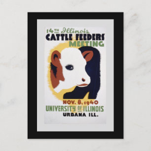 "14. Illinois Cattle Feeders Meeting" WPA Poster Postkarte