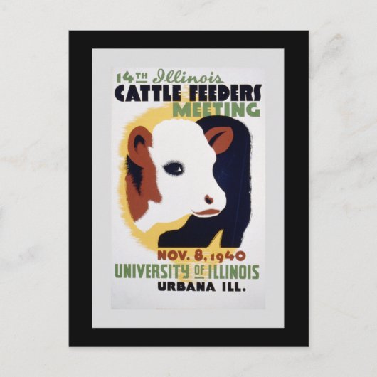 "14. Illinois Cattle Feeders Meeting" WPA Poster Postkarte (Vorderseite)