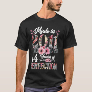 14 Jahre alt Geboren im Jahr 2011 floraler 14. Geb T-Shirt