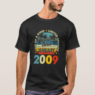 14 Jahre alt Vintage Januar 2009 14. Geburtstag R T-Shirt