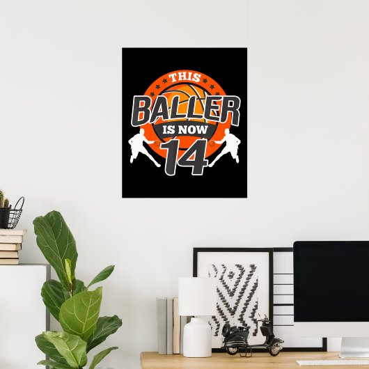 14 Jahre alter Basketball Kind Gift Son Poster (Heimbüro)
