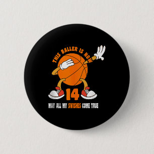 14 Jahre Altes Glück 14. Geburtstag Basketball 14. Button
