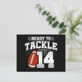 14 Jahre altes Tackle Football Party 14. Geburtsta Postkarte (Stehend Vorderseite)