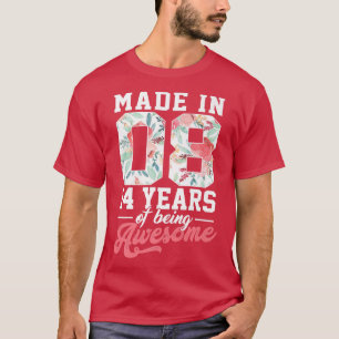 14 Jahre Geboren im Jahr 2008 14. Geburtstagsgesch T-Shirt