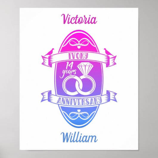 14 Jahre Traditionelles Elfenbein 14. Hochzeit Poster (Vorne)