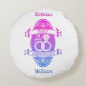 14 Jahre Traditionelles Elfenbein 14. Hochzeit Rundes Kissen (Rückseite)