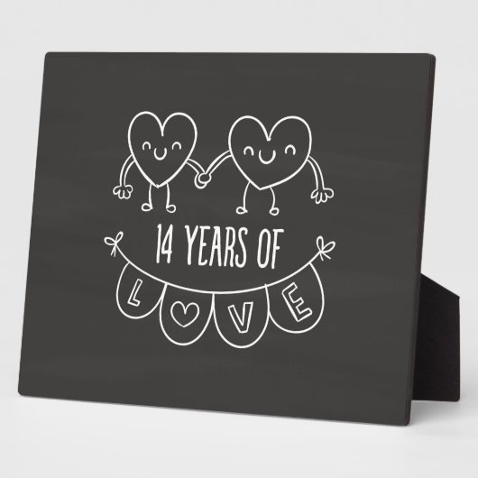 14. Jubiläum Geschenk Chalk Herzen Fotoplatte (Seite)
