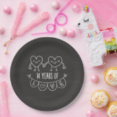14. Jubiläum Geschenk Chalk Herzen Pappteller (Party)