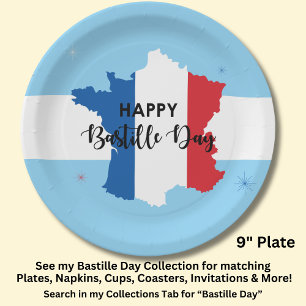 14. Juli Frankreich Nationaler Nationalfeiertag 9" Pappteller
