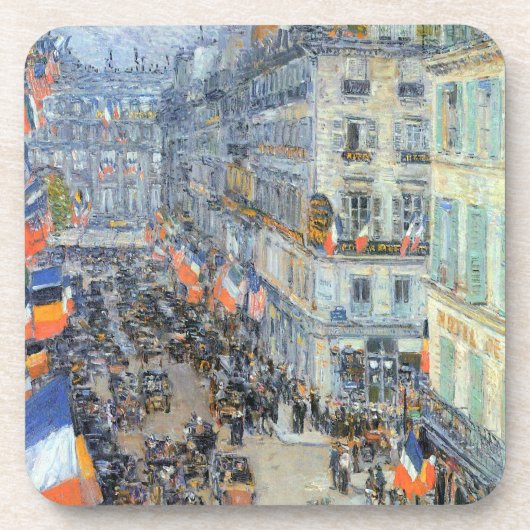 14. Juli, Rue Daunou von Childe Hassam Getränkeuntersetzer (Vorderseite)