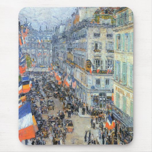 14. Juli, Rue Daunou von Childe Hassam Mousepad (Vorne)