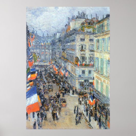 14. Juli, Rue Daunou von Childe Hassam Poster (Vorne)