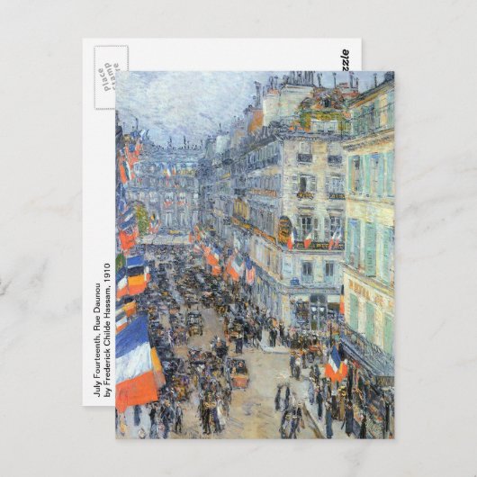 14. Juli, Rue Daunou von Childe Hassam Postkarte (Vorne/Hinten)