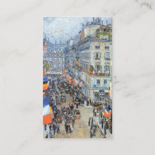 14. Juli, Rue Daunou von Childe Hassam Visitenkarte (Rückseite)
