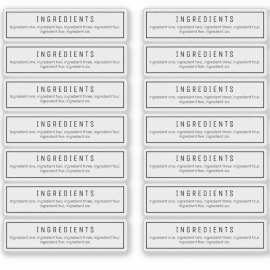 14 Klare Zutatenkennzeichnungen 2,9 x 1,15 Zoll Aufkleber (Vorderseite)