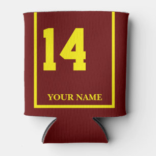 14 Maroon mit gelbem Sattelleder Dosenkühler