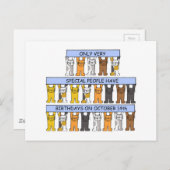 14. Oktober Geburtstag Niedlicher Cartoon Katzen Postkarte (Vorne/Hinten)