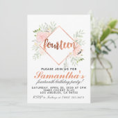 14. Rose Goldener Geburtstag Einladung (Stehend Vorderseite)