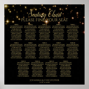14 Schwarze Hochzeitsskala mit goldenen Sternen Poster