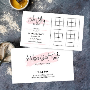 14" Square Cake Cutting Guide 2x2 Party Servings Begleitkarte