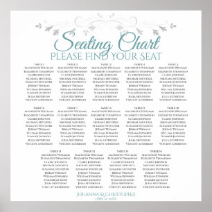 14 Tabelle Aquamarin & grau Hochzeitstabelle Poster