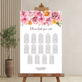 14 Tabelle Elegant Rosa Blumenkarte Poster