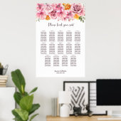 14 Tabelle Elegant Rosa Blumenkarte Poster (Heimbüro)