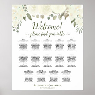 14 Tabelle Elfenbeinweiße Hochzeitskarte Poster