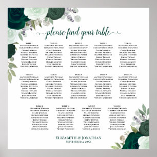 14 Tabelle Emerald Boho Blumenübersicht Poster