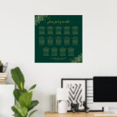 14 Tabelle Emerald Green Wedding Seating Chart Gol Poster (Heimbüro)