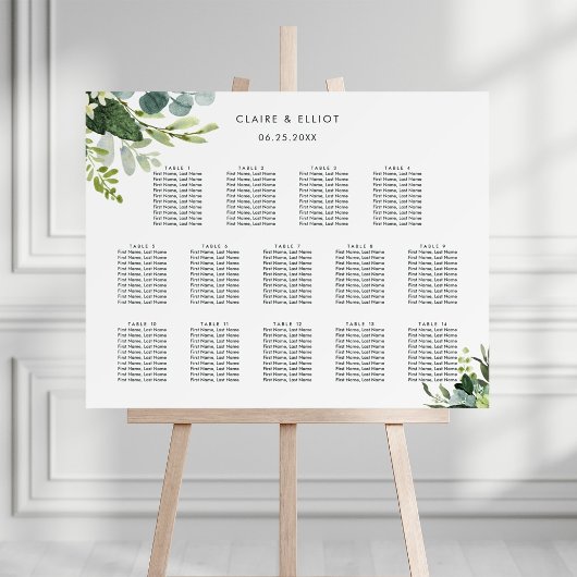 14 Tabelle Eukalyptus Foliage Hochzeitssortierung Poster