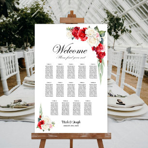 14 Tabelle Rot-Rose-Blumenmuster Poster
