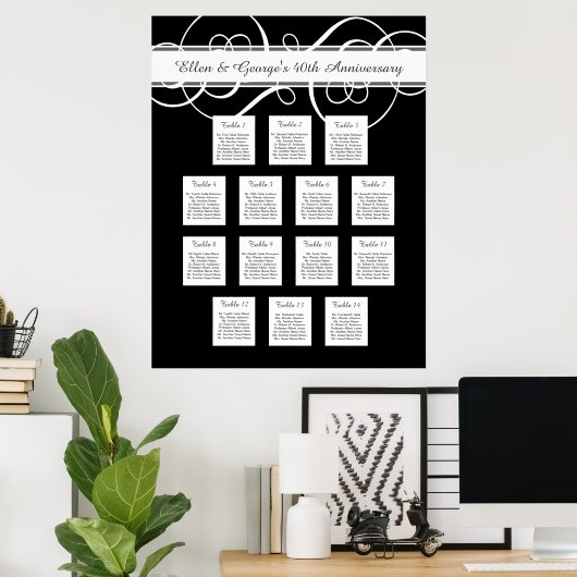 14 Tabelle Sitzplan zum Hochzeitstag Poster (Heimbüro)