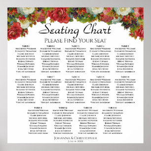 14 Tabelle Vintag Fall Floral Hochzeitskarte Poster
