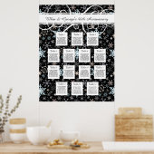 14 Tabelle Winter Hochzeitssnowflake Seekarte Poster (Küche)