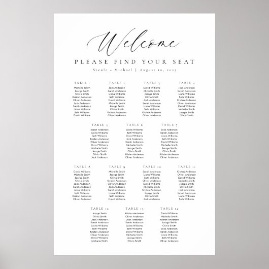 14 Tabellen - Begrüßungsdiagramm Poster (Vorne)