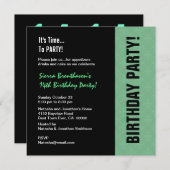 14. Teen Birthday Moderne Minte und Black W746 Einladung (Vorne/Hinten)