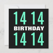 14. Teen Birthday Moderne Minte und Black W746 Einladung (Rückseite)