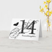 14 th birthday for a granddaughter, butterfly; karte (Gelbe Blume)