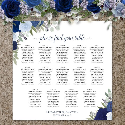 14-Tisch-Blumen-Boho-Hochzeits-Sitzplan Poster