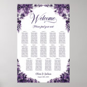 14-Tisch-Lila-Blumen-Hochzeits-Sitzplan Poster (Vorne)