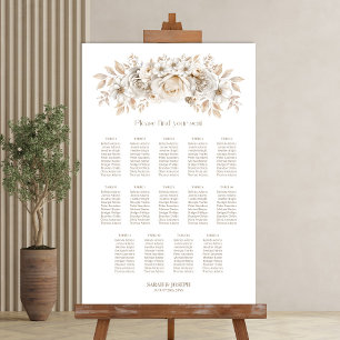 14-Tisch-Weiß-Blumen-Hochzeits-Sitzplan Poster