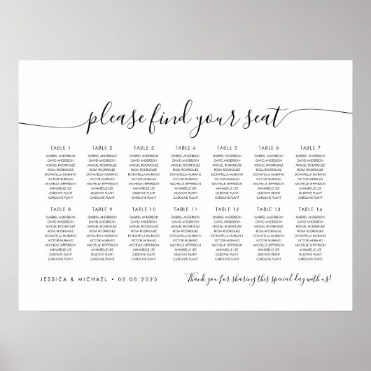 14 Tische für moderne Sitze Poster (Vorne)