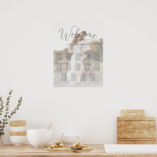 14 Tische Kalligrafisches Foto Hochzeitssattel Poster (Küche)